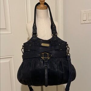 Lockheart Navy Leather Ruched Buckle Two Way Bag
